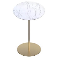 Basic Brass Plated Metal & Carrara White Marble Side Table 'Large'