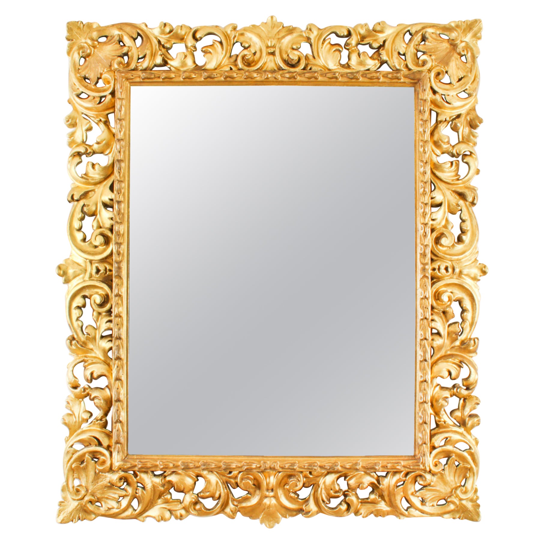 Antique Italian Giltwood Florentine Overmantle Mirror 19th Century For Sale