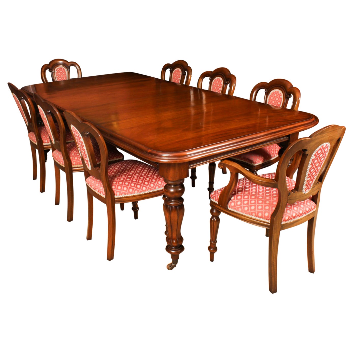 Vintage Victorian Mahogany Dining Table with 14 Chairs at 1stDibs