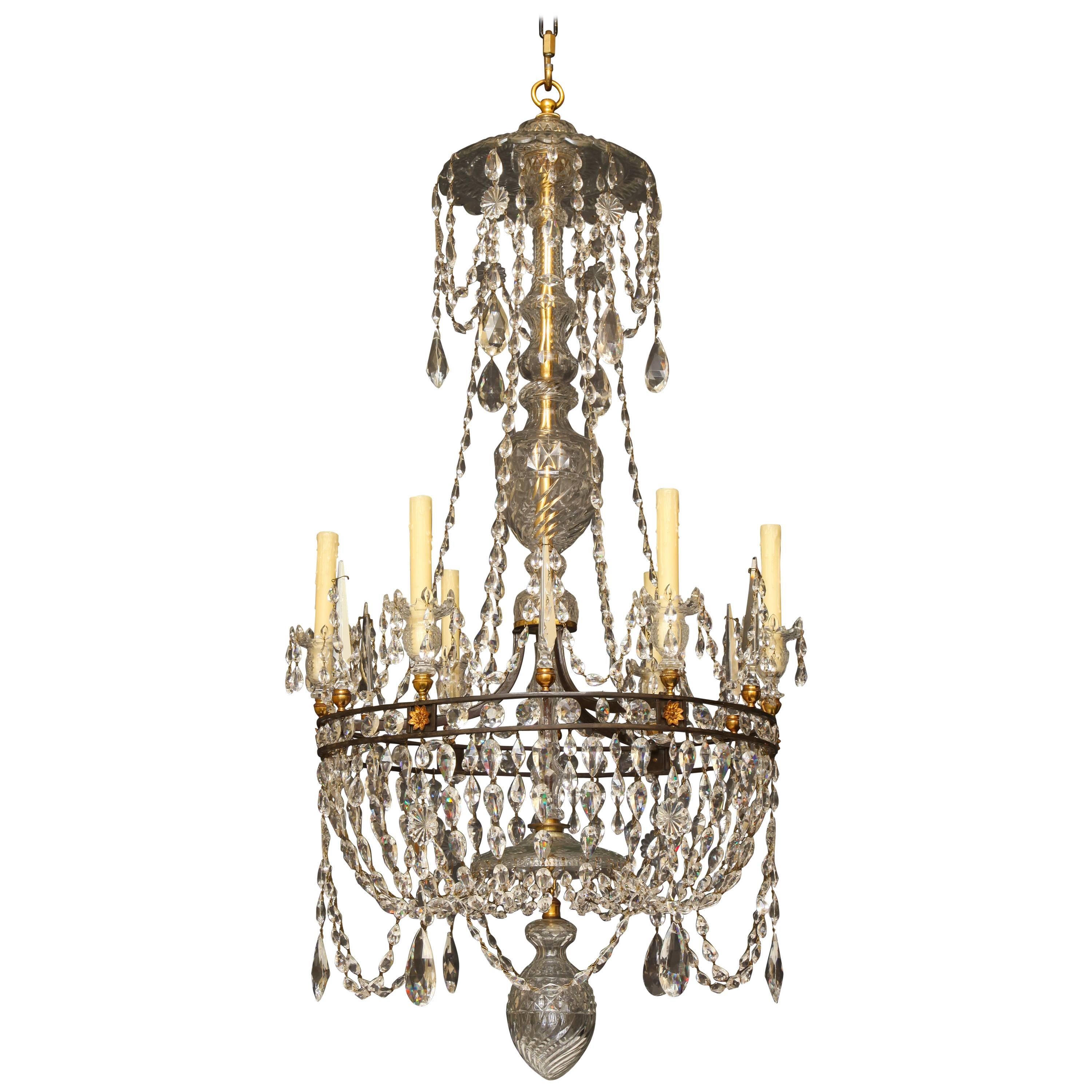 Late 18th Century-Early 19th Century Crystal Waterford Chandelier For Sale