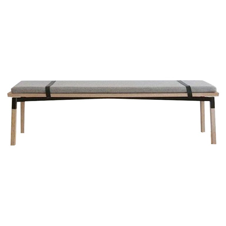Oak Large Parkdale Bench with Cushion by Hollis & Morris For Sale