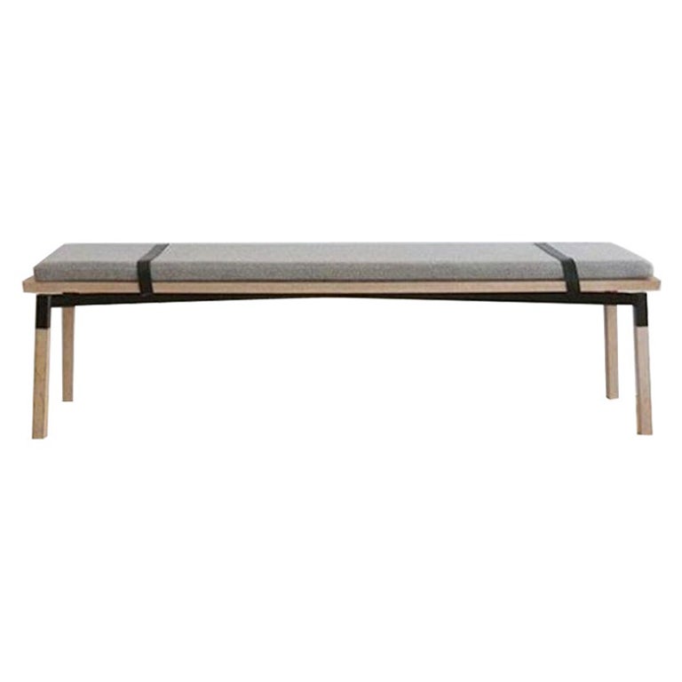 Oak Large Parkdale Bench with Cushion by Hollis & Morris