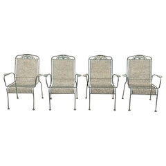 Used Meadowcraft Dogwood Green Wrought Iron Outdoor Patio Chairs, Set of 4