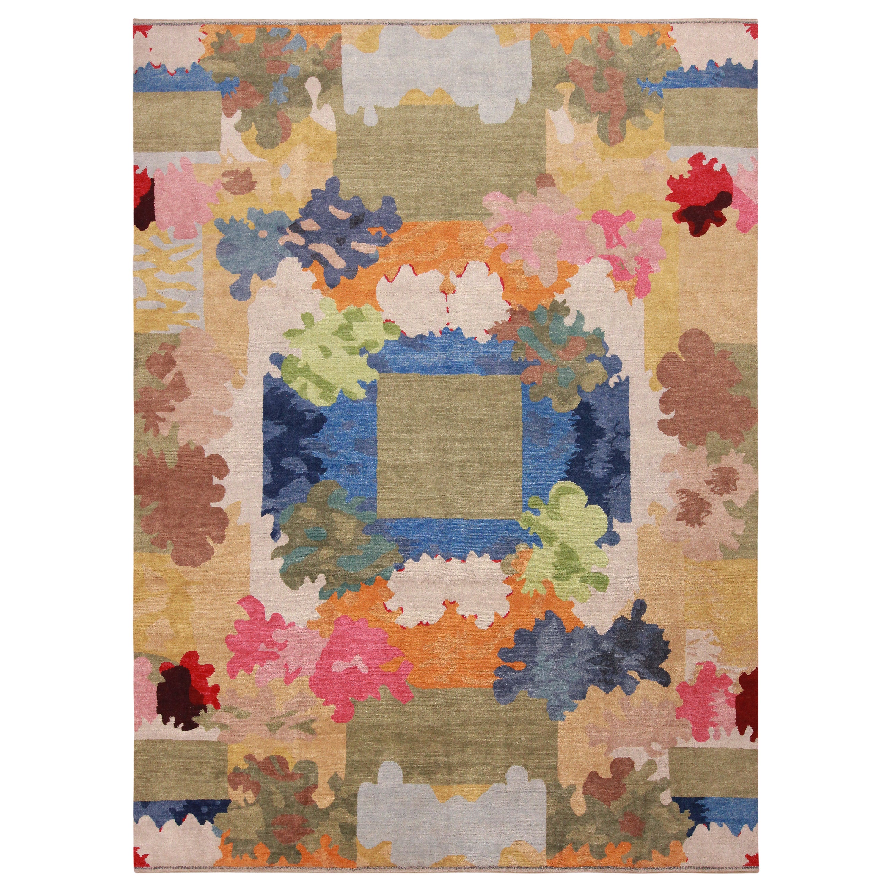Nazmiyal Collection Colorful Modern Swedish Design Rug. 10 ft 1 in x 13 ft 10 in For Sale
