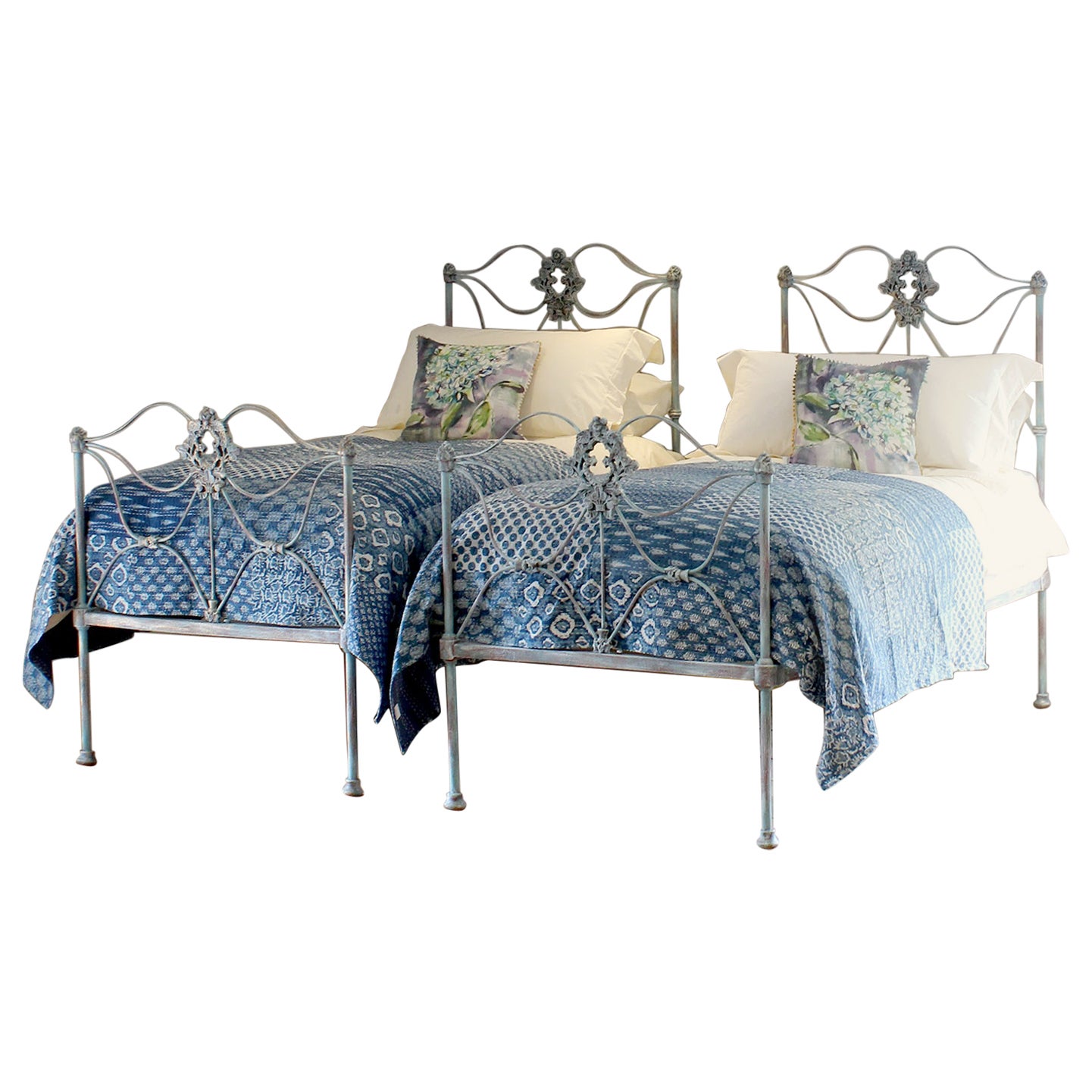 Matching Pair of Single Antique Beds, MP59