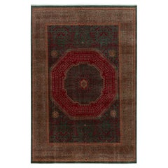 Rug & Kilim’s Classic Mogul Style Rug in Green, Red and Brown Medallion Style