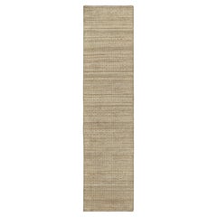 Tapis & Kilim's Modern Textural Runner in Beige-Brown and White Geometric Patterns (en anglais)