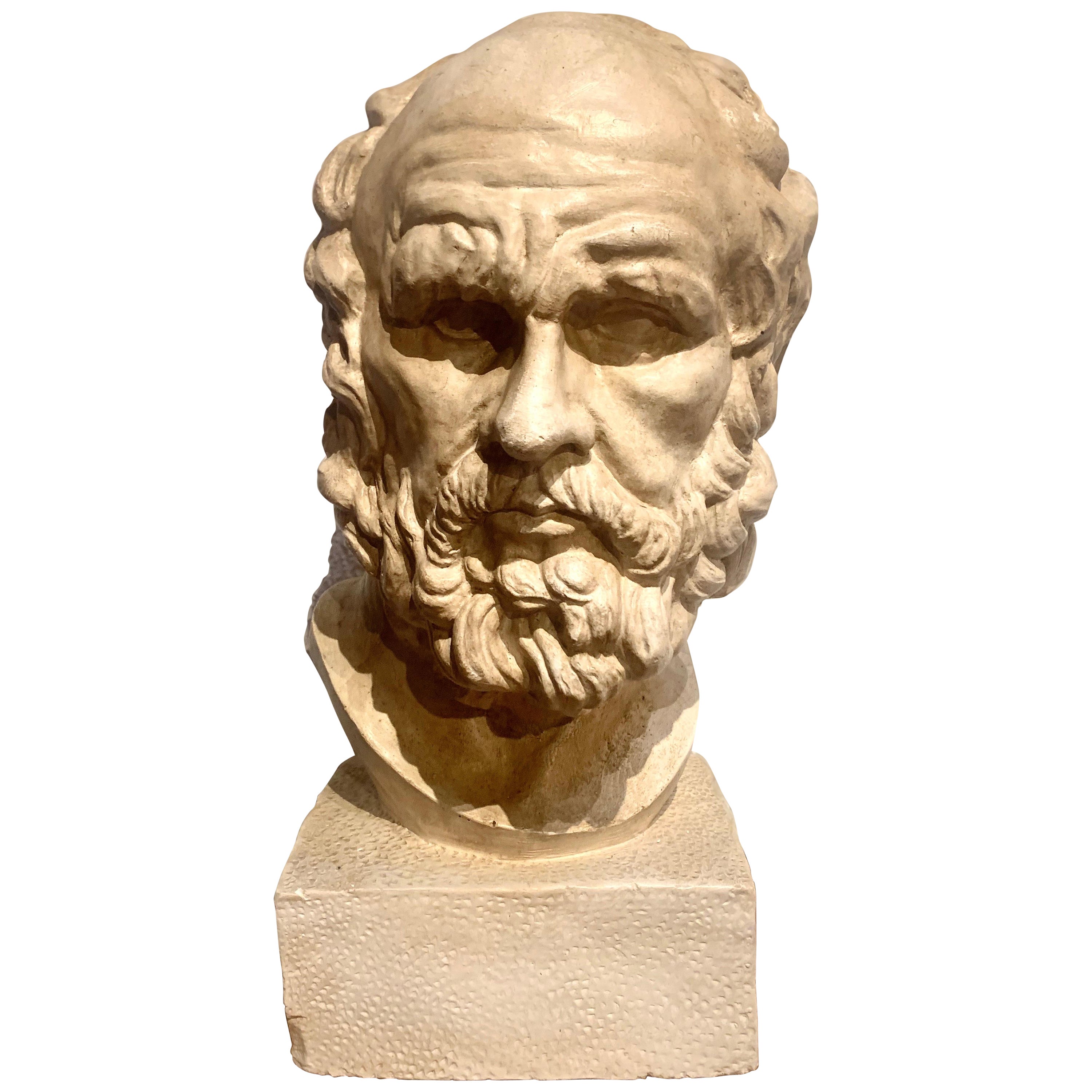 Early 20th Century Sculpture  Plaster Bust of Platon