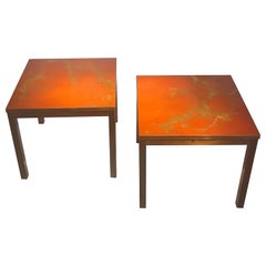 Pair of Brass and Lacquered Maison Jansen Tables