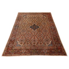 Sultanabad Antique Rug, Ivory Red Blue - 8'11" x 11'4"