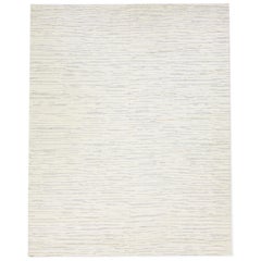 Oversize Modern Moroccan Style Wool Rug with Abstract Design in Ivory