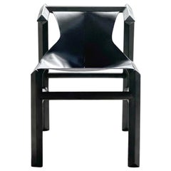 Dining room chair in wood and leather from Patagonia, black finish