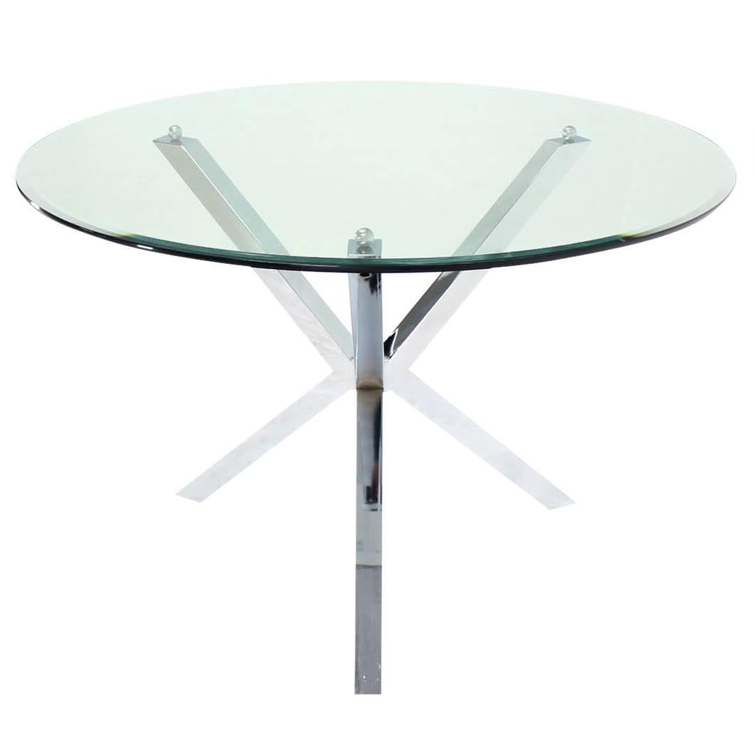 Thick Glass Top Jacks Shape Base Dining Center Game Table Gueridon For Sale