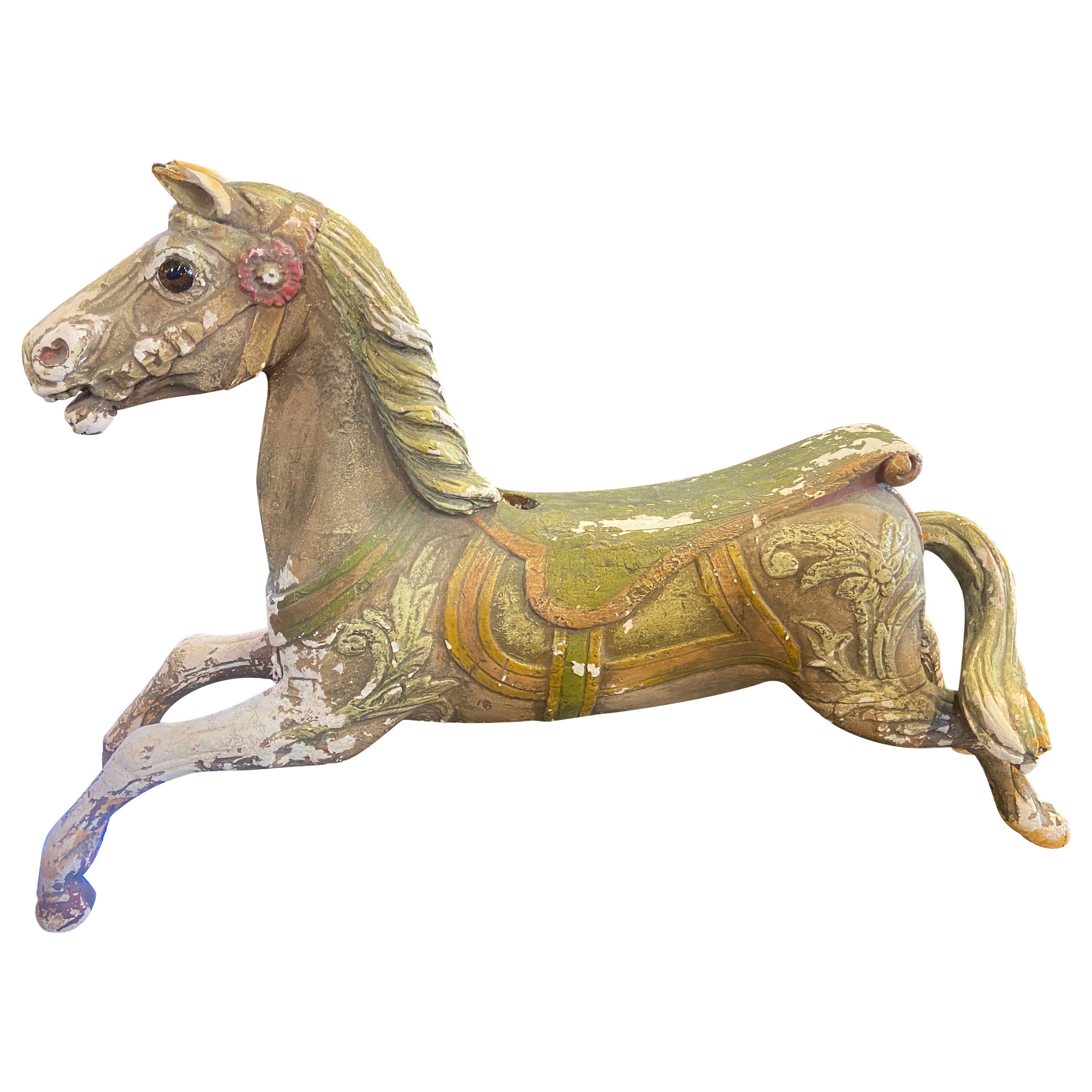 Terracotta Carousel Horse w/ Original Paint (Two of Two) For Sale