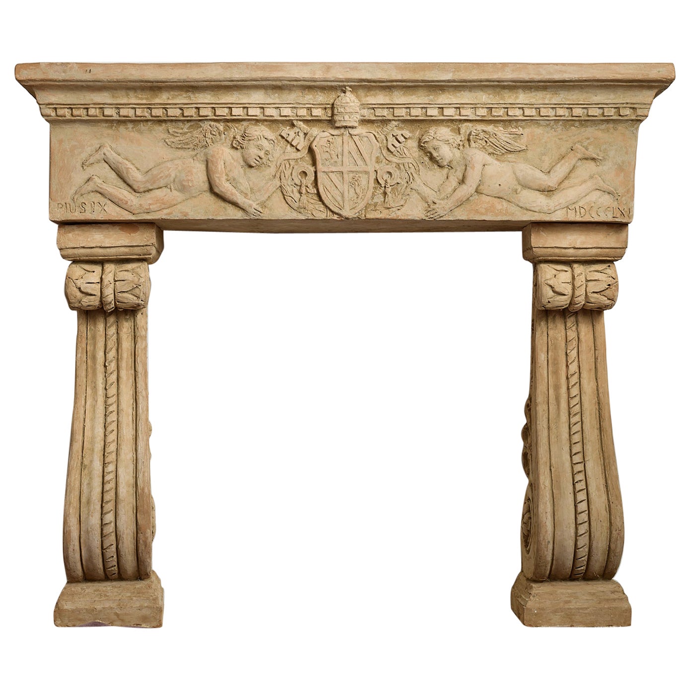 Fine Italian Terracotta Mantlepiece Early 20th Century For Sale
