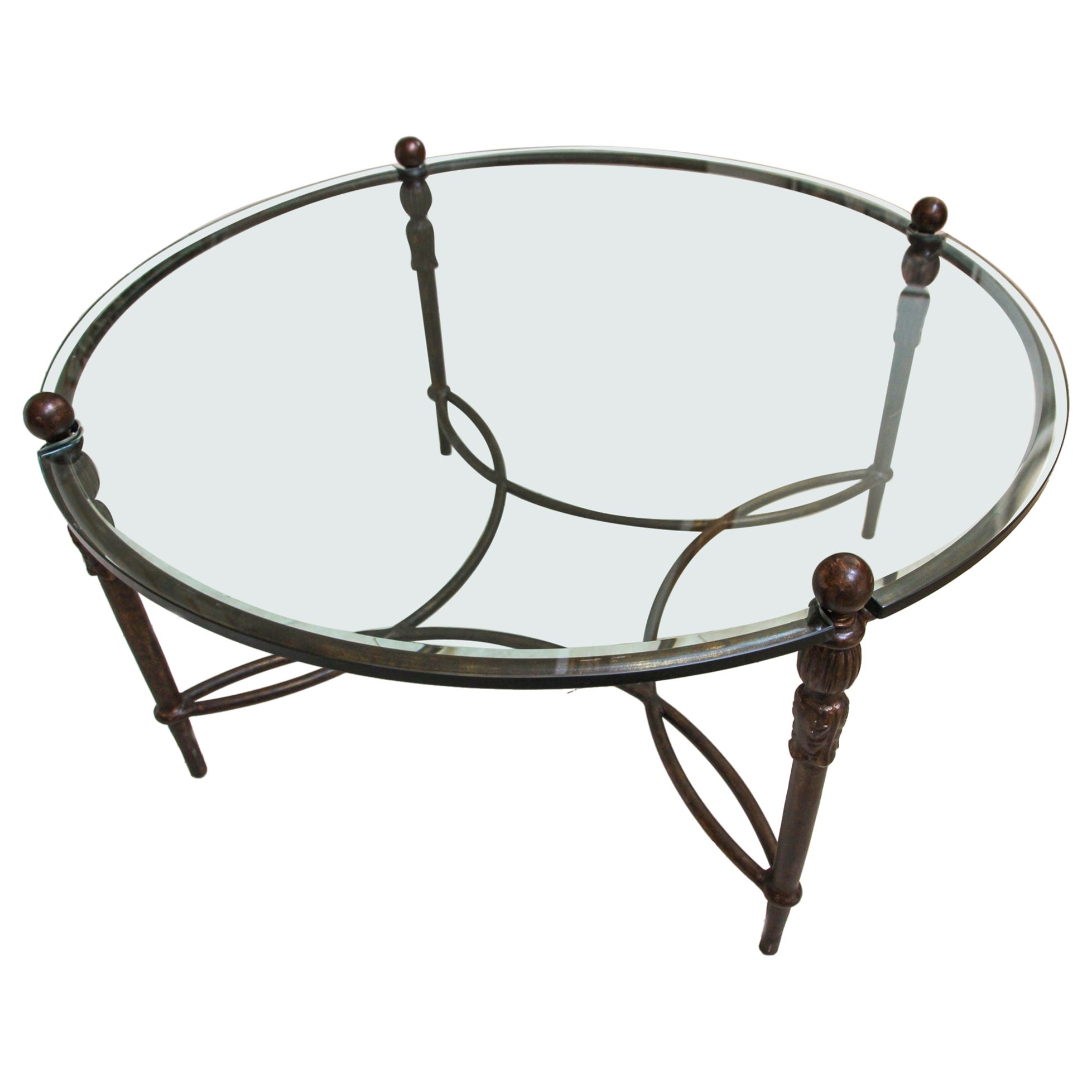 Michael Taylor Montecito Round Glass Coffee Table Outdoor Indoor Cocktail Table For Sale