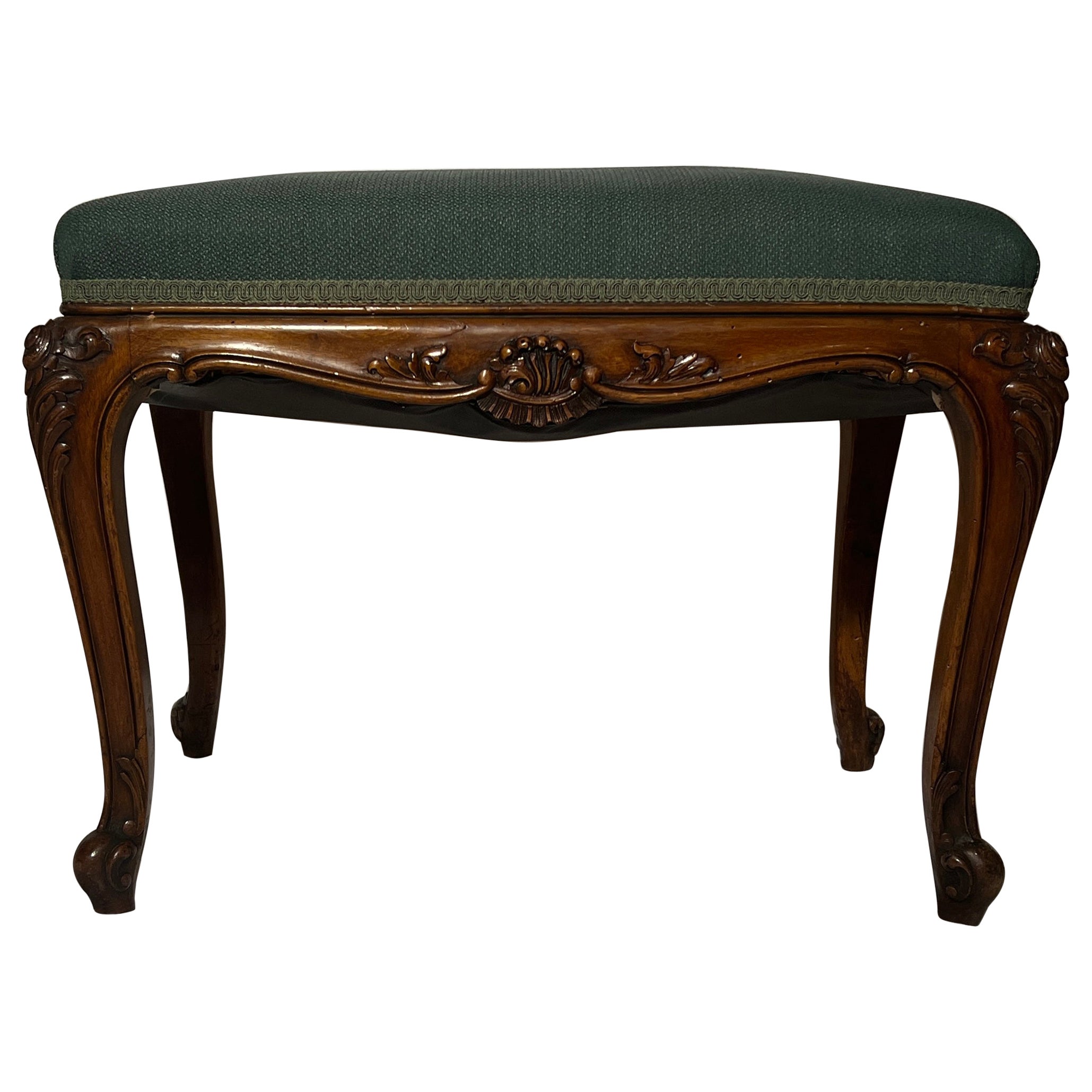 Antique French Louis XV Walnut Bench circa 1880 For Sale