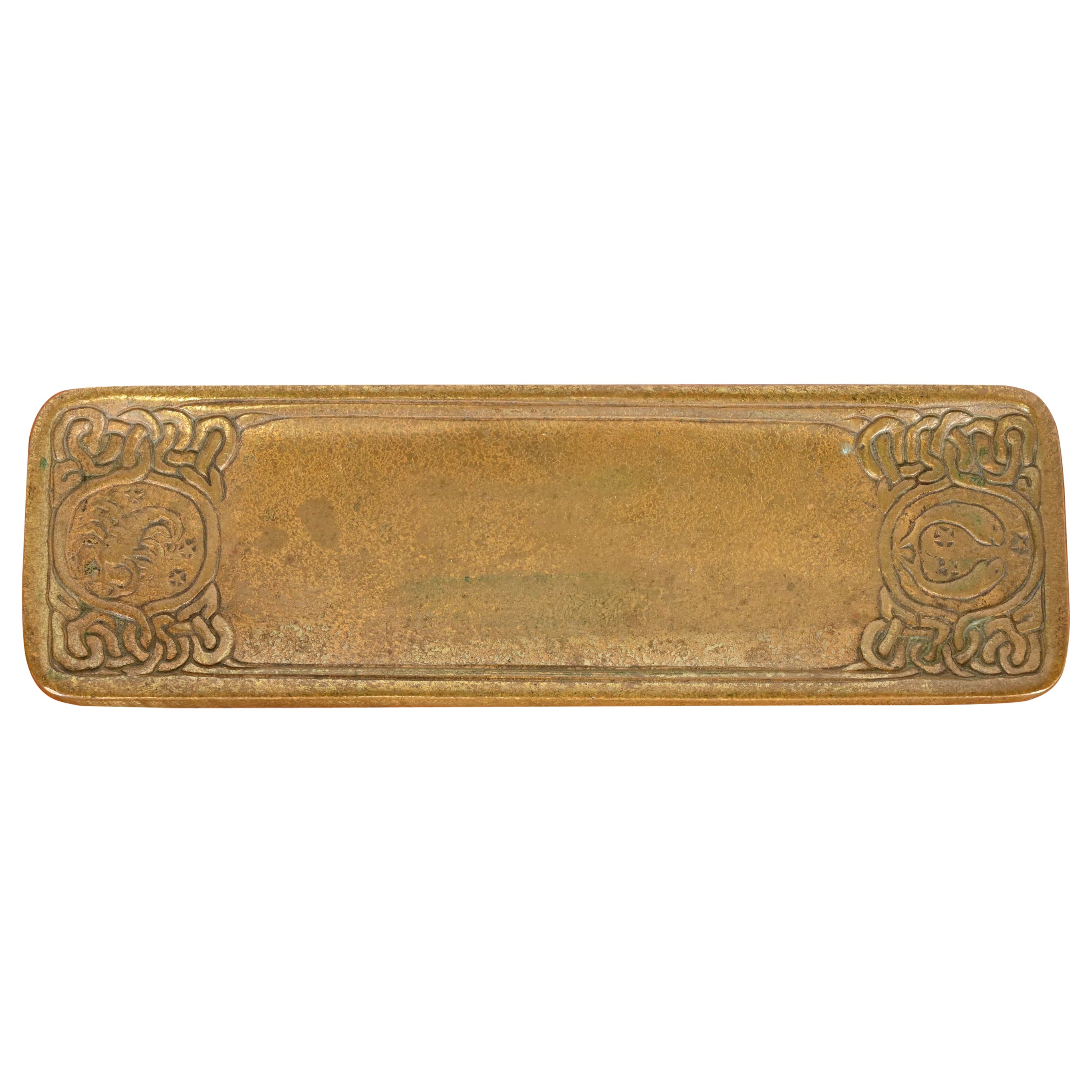 Tiffany Studios New York "Zodiac" Bronze Pen Tray