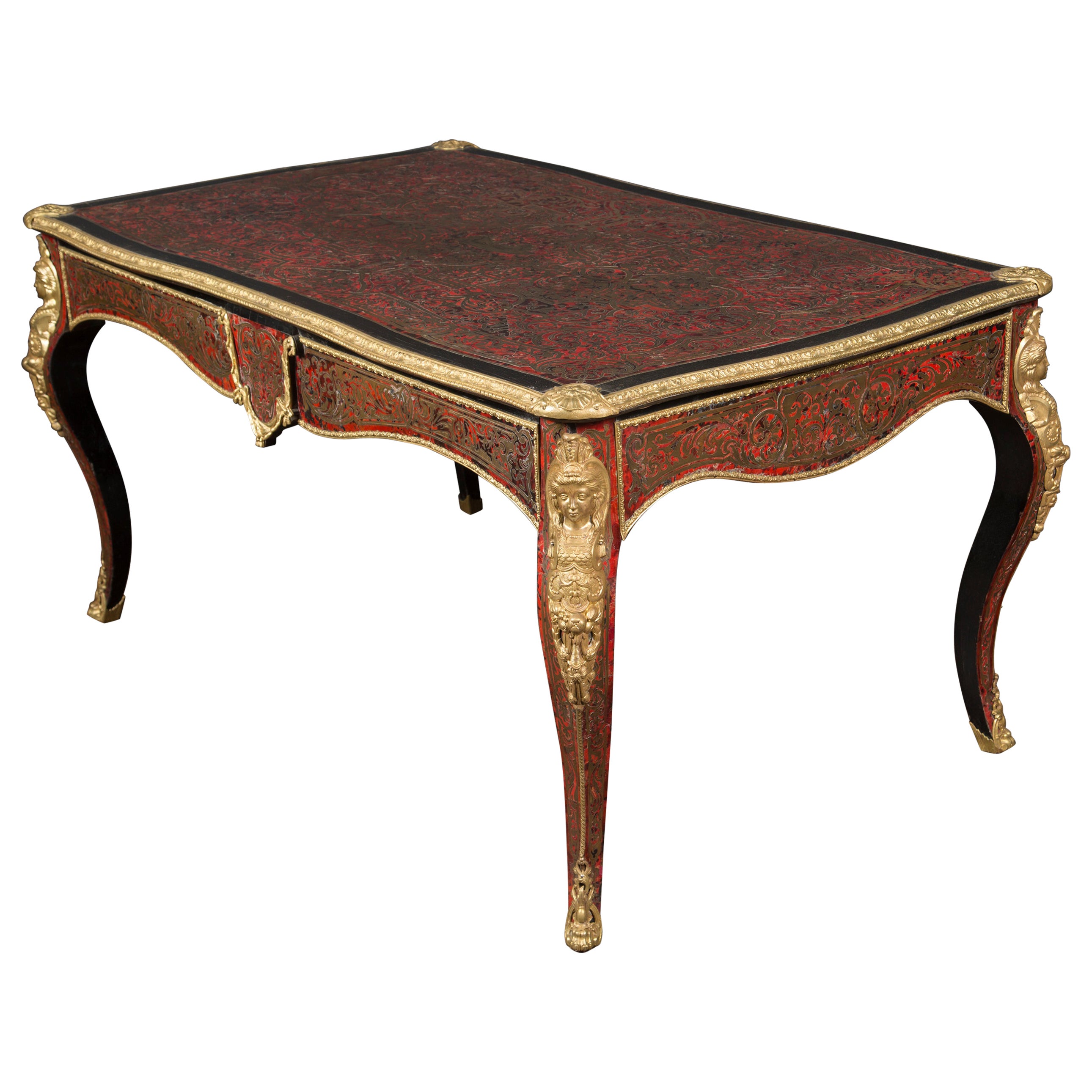 Fantastic French 19th Century Boulle Desk with Bronze Mounts For Sale