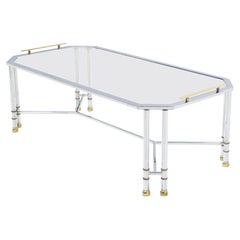 Rechteckiger Couchtisch aus Chrom und Messing, Tablett, Mid-Century Modern