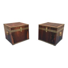 Rosewood + Brass Cube End Tables, 1960s 