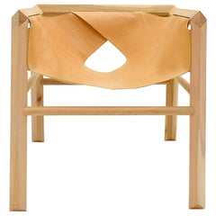 Lounge-Sessel aus Lenga-Holz und Ledersitz