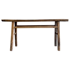 Vintage Elm Wood Console Table