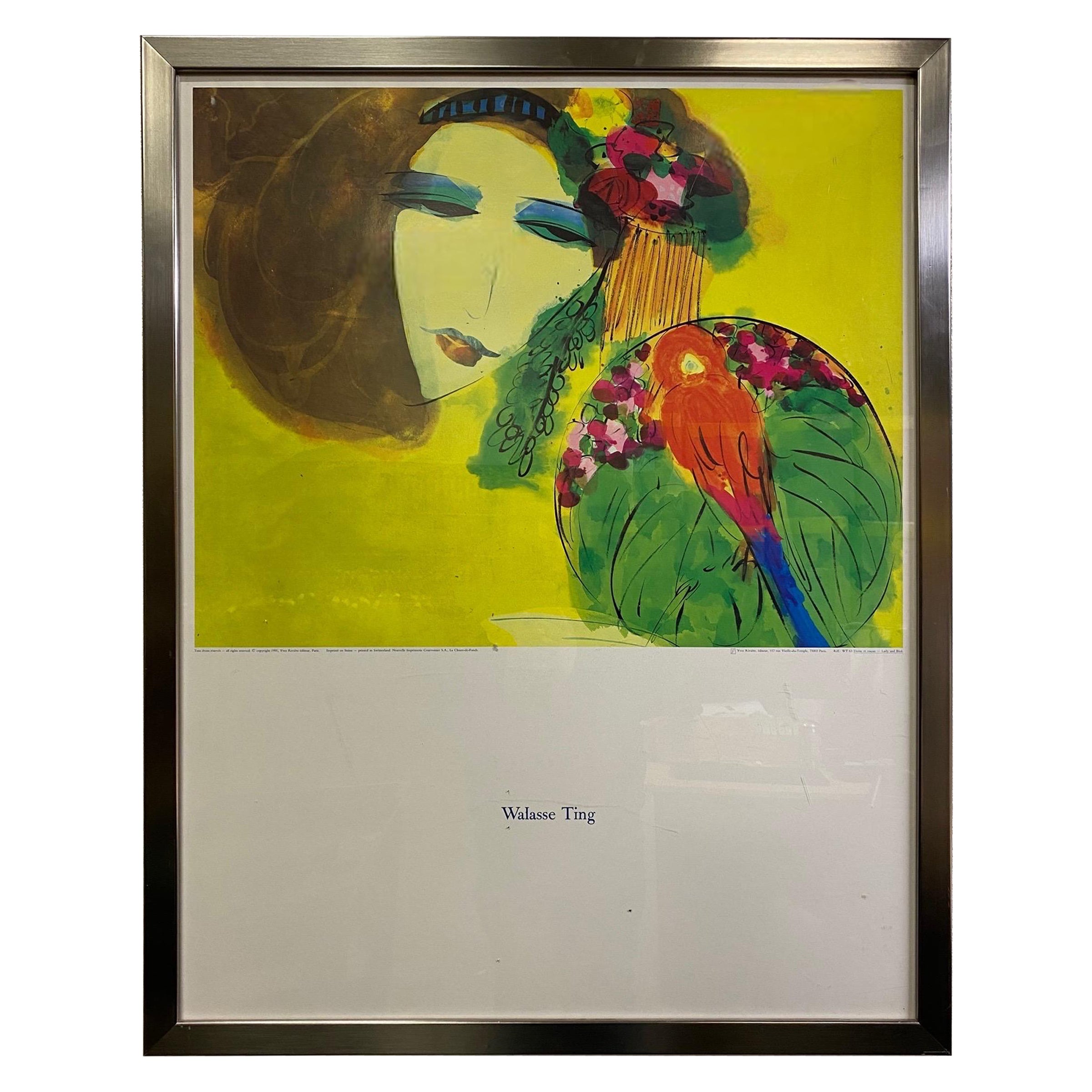 1991 Walasse Ting Lady and Bird Framed Print For Sale