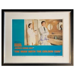 Vintage Man with the Golden Gun, Hand Signed by Roger Moore, Framed Poster, 1974