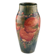 Vintage William Moorcroft Green Ground Pomegranate Vase Marked for Liberty & Co., c1913