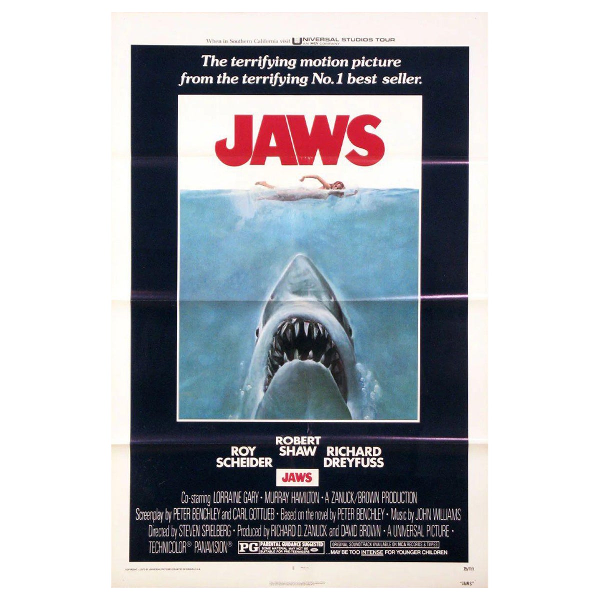 Jaws, Unframed Poster, 1975 *Tri-Folded* For Sale