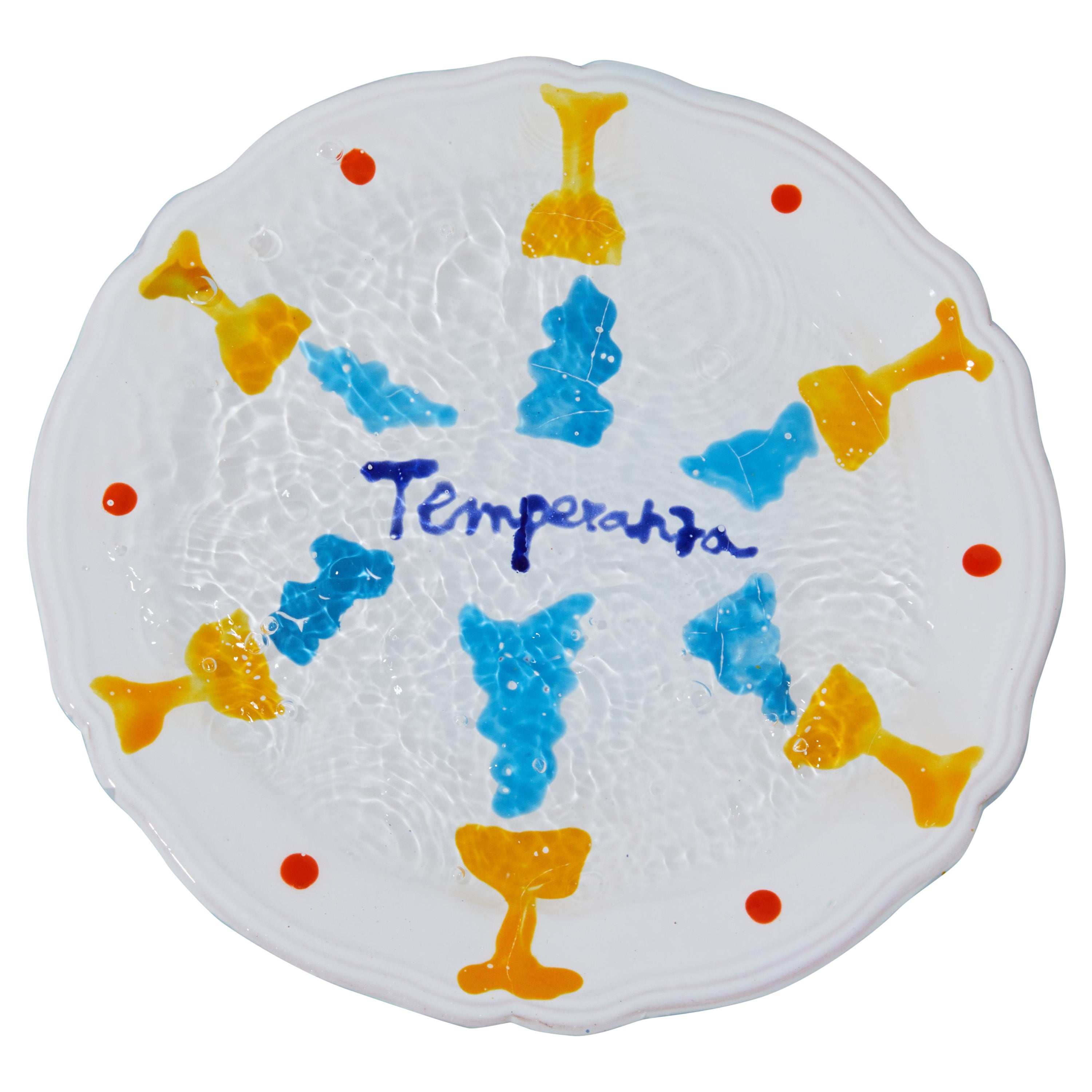 Temperanza-Tablett des 21. Jahrhunderts, handgefertigt und handglasiert in Italien von Ilaria Bianchi