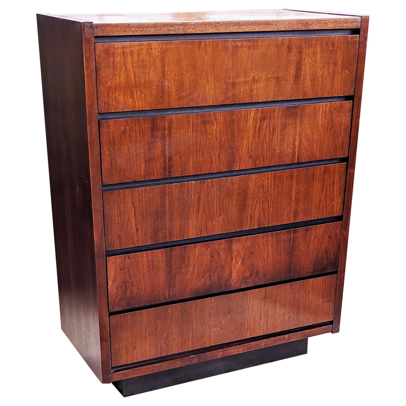 Mid-Century Modern Lane Furniture Brutalist 1970s Tallboy Dresser Storage For Sale