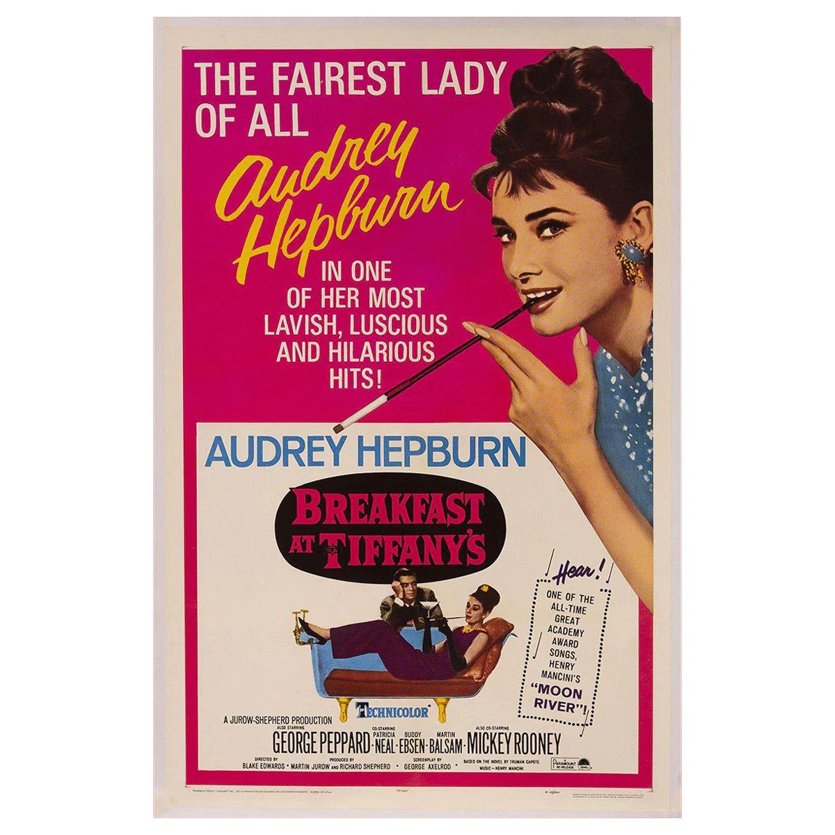 Breakfast At Tiffany's, Unframed Poster, 1965R For Sale