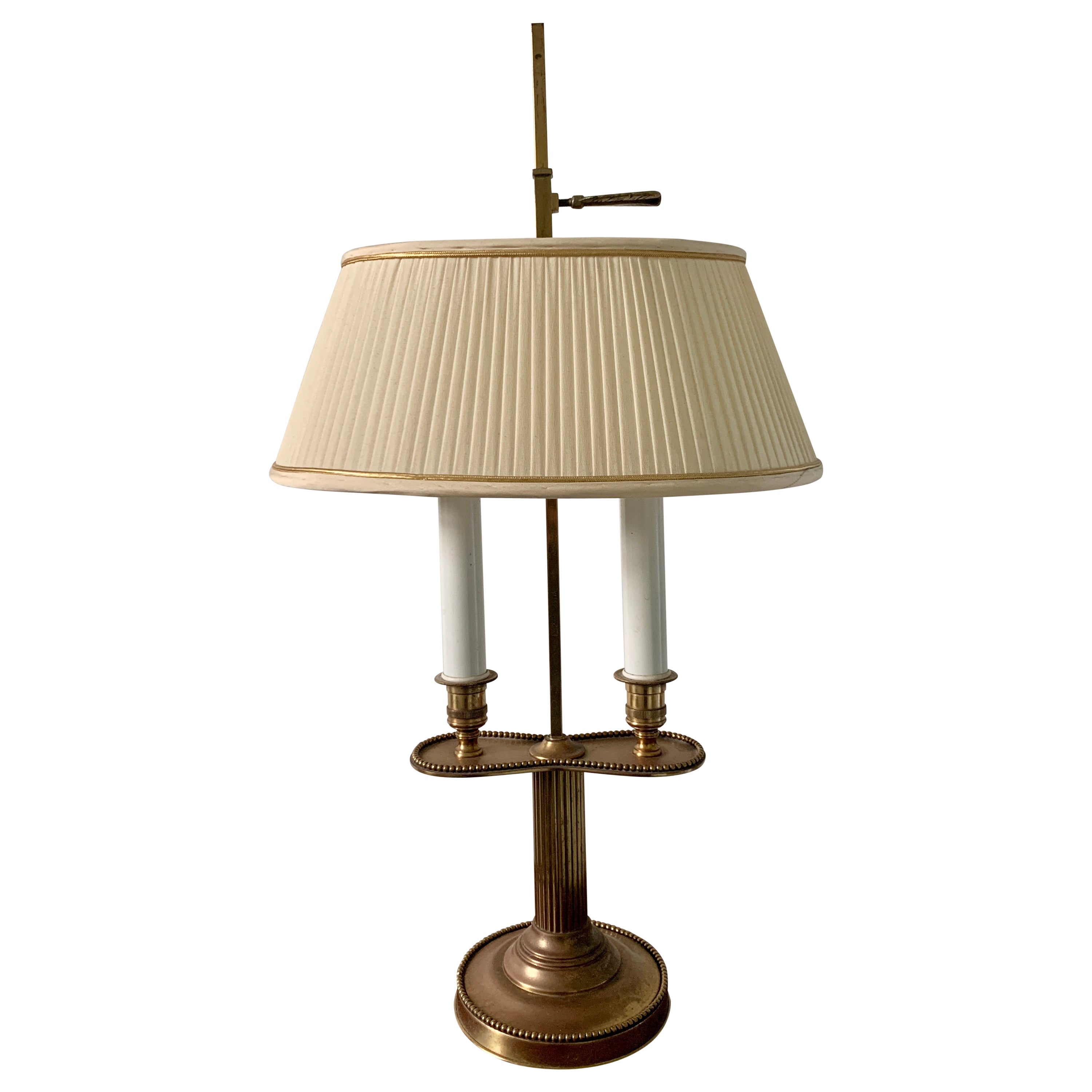 Mid-20th Century French Provincial Solid Brass Bouillotte Lamp by Warren Kessler For Sale