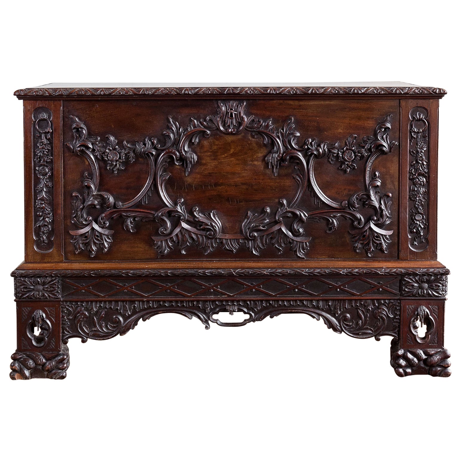 Nineteenth Century Carved Mahogany Chippendale Chest For Sale
