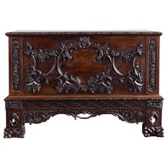 Antique Nineteenth Century Carved Mahogany Chippendale Chest
