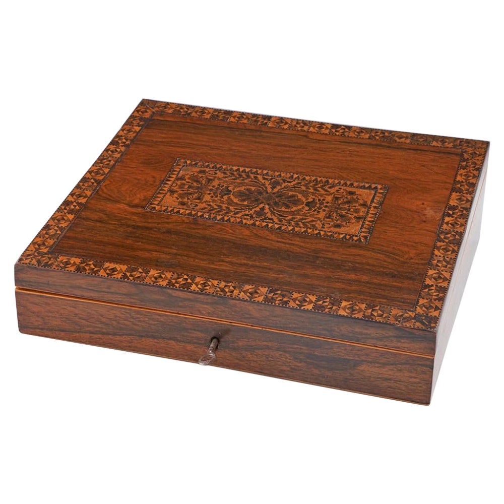 Tunbridge Ware - An Early Writing Slope with Geometric Designs, c1835 For Sale