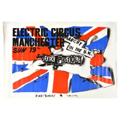 Affiche publicitaire originale d'un concert de musique vintage Sex Pistols Anarchy au Royaume-Uni