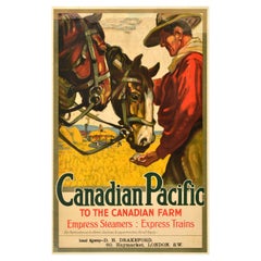 Original Antique Travel Poster Canadian Pacific to the Canadian Farm Hugo Laubi