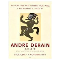 Original Vintage Art Exhibition Poster Andre Derain Ballets Barber of Seville