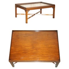Restored Antique Hardwood Thomas Chippendale Large Fret Work Carved Coffee Table