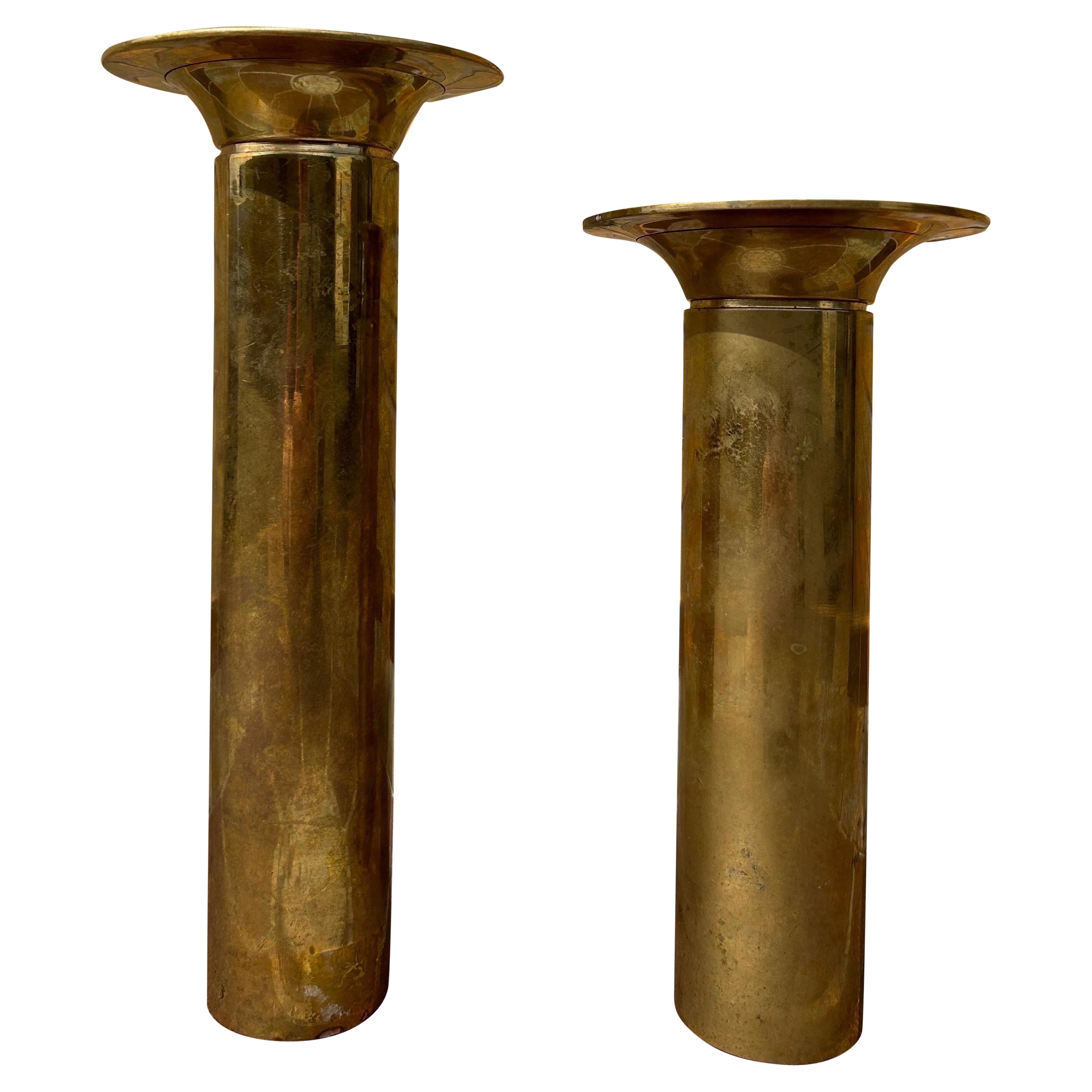 Pair of Torben Ørskov Candle Holders in Patinaed Brass