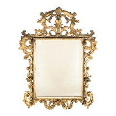 Grand miroir italien sculpté à la main du 19ème siècle
