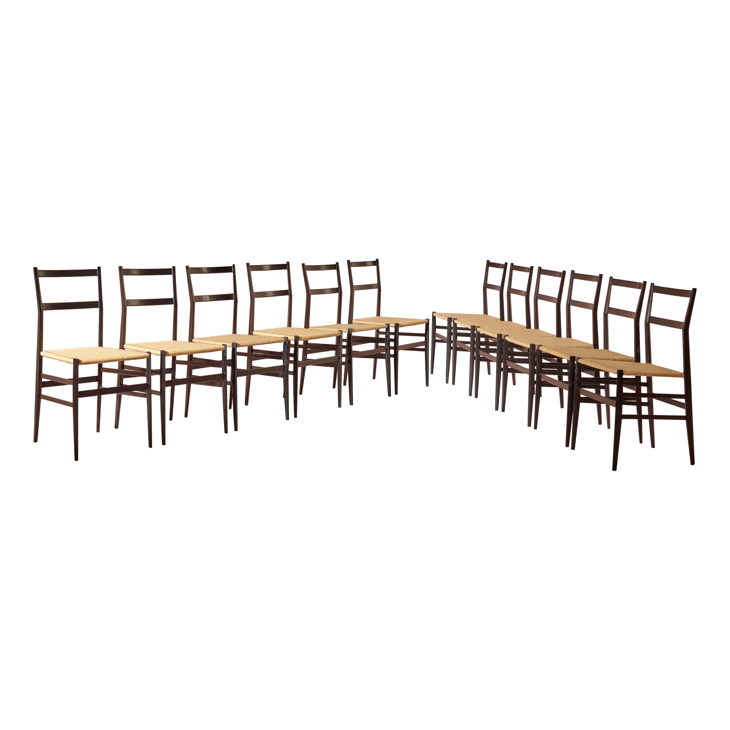Gio Ponti Set of Twelve Superleggera Chairs for Cassina, Italy, 1957 For Sale