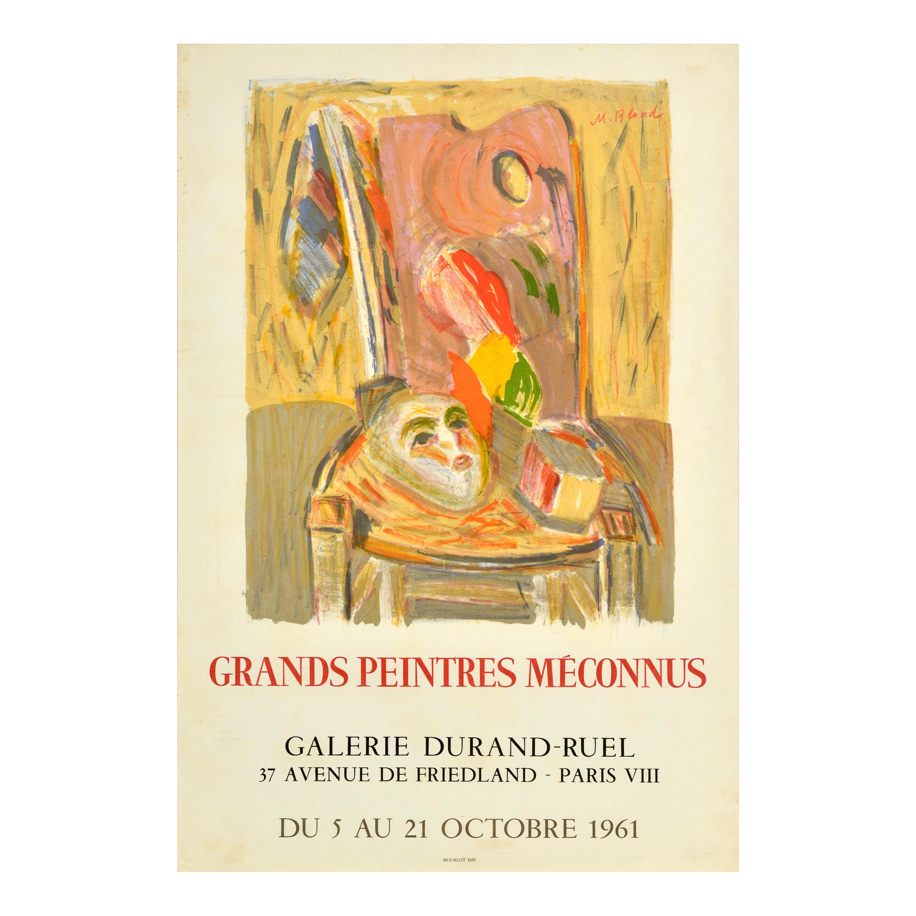 Original Vintage Art Exhibition Poster Grands Peintres Meconnus Unknown Artists For Sale