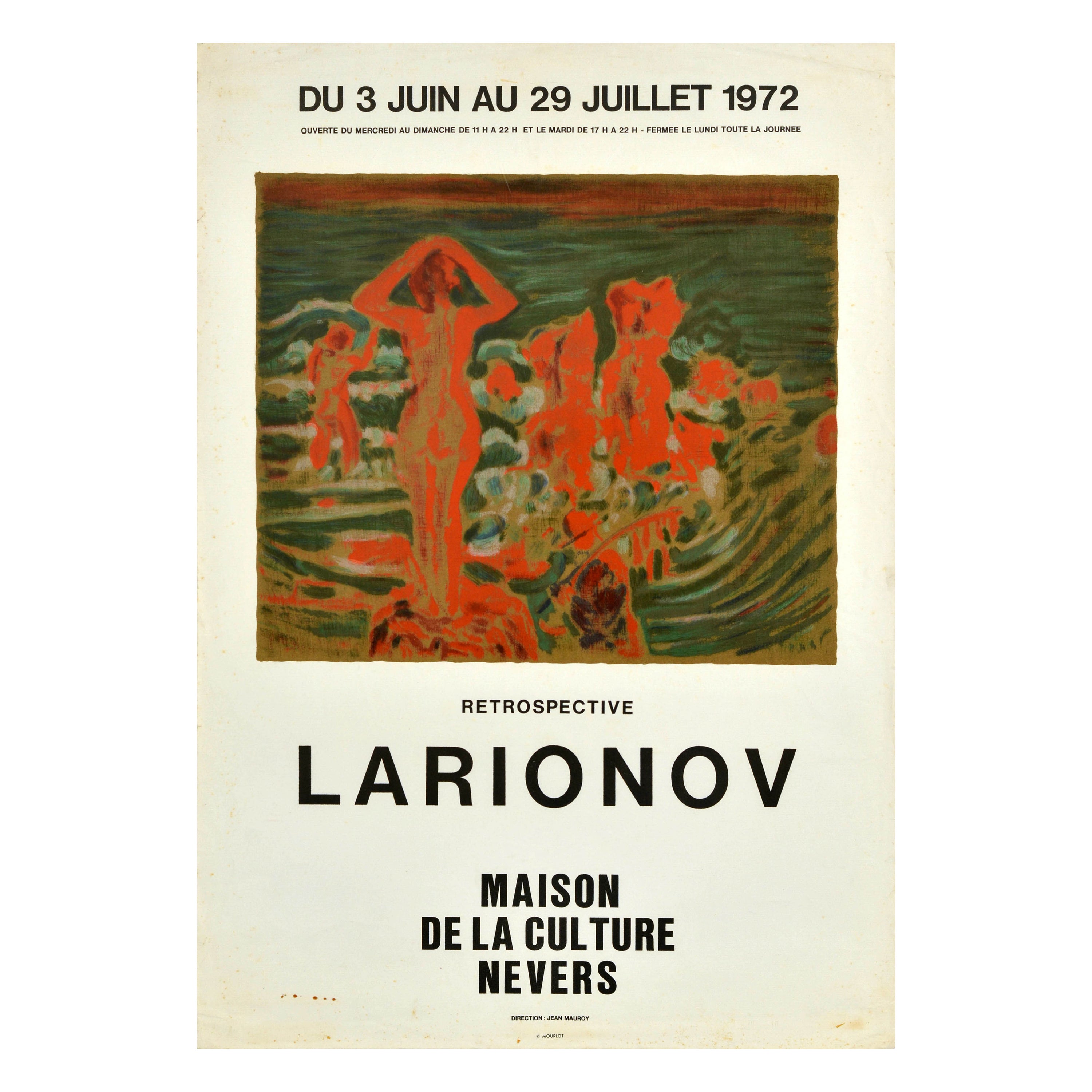 Original Vintage Art Exhibition Poster Mikhail Larionov Retrospective Avantgarde For Sale