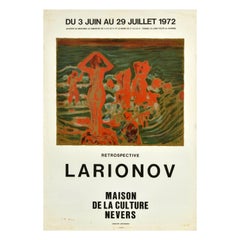 Original Retro Art Exhibition Poster Mikhail Larionov Retrospective Avantgarde