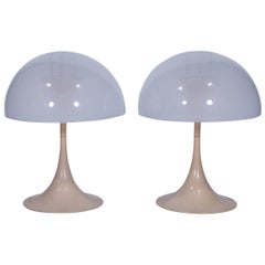 Vintage Pair of Mid-Century Modern Acrylic Tulip Base Table Lamps by Louis Paulsen