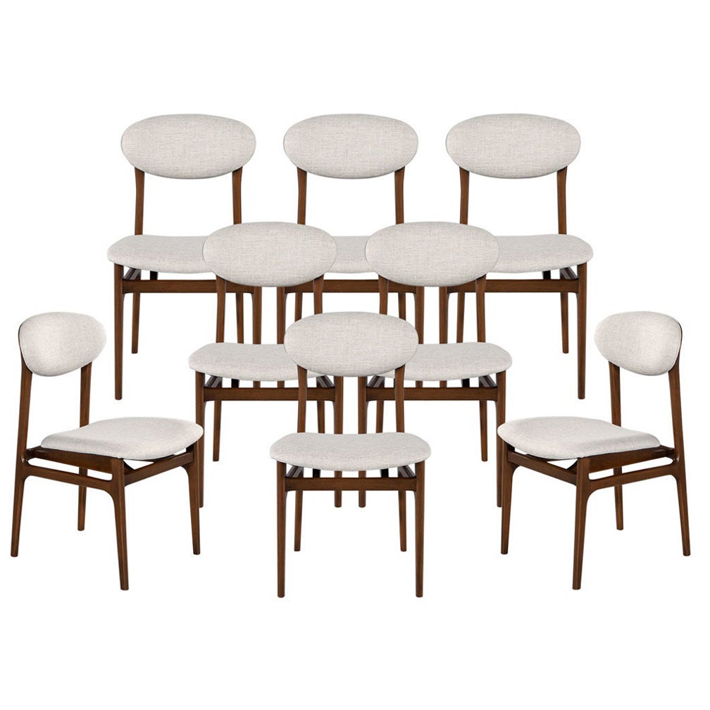 Ensemble de 8 chaises de salle à manger Hendrick d'inspiration mi-siècle moderne